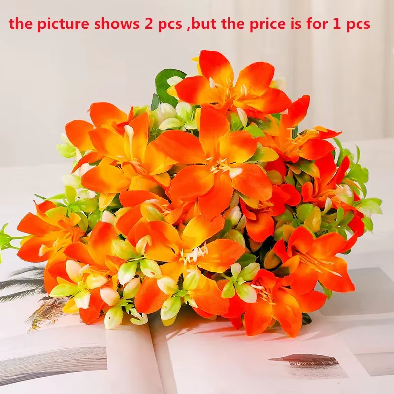 InjSimulation-Bouquet de Lys Artificiel Jaune, Fausses Fleurs, Décoration Intérieure et Extérieure d