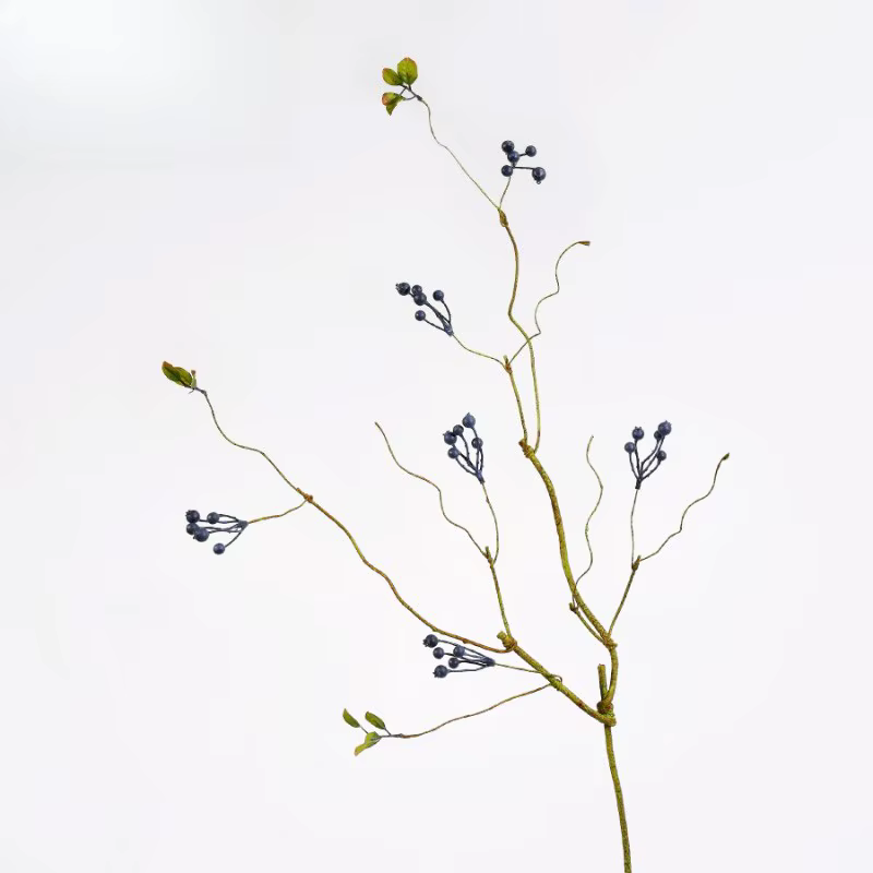 Simulation de branche de fruits sauvages en plastique, feuilles d'automne, plantes vertes, décoratio