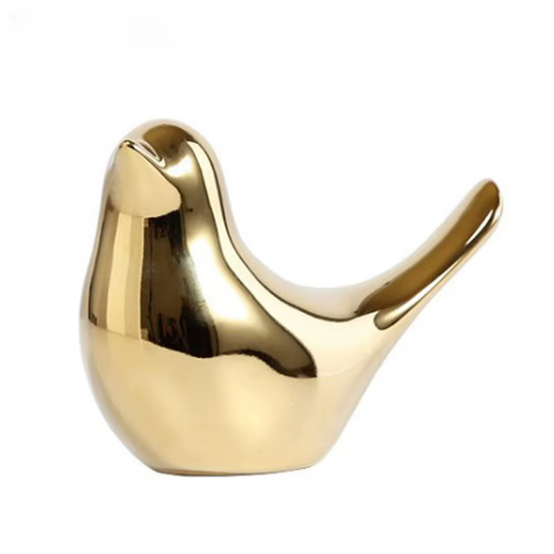 Figurine d'oiseau en céramique nordique, 4 tailles, Statue d'animal doré, bijoux, décoration de mais