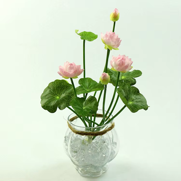 Petite Mini fleur artificielle de Lotus, lys d'eau, plantes vertes en pot, balcon de noël, décoratio
