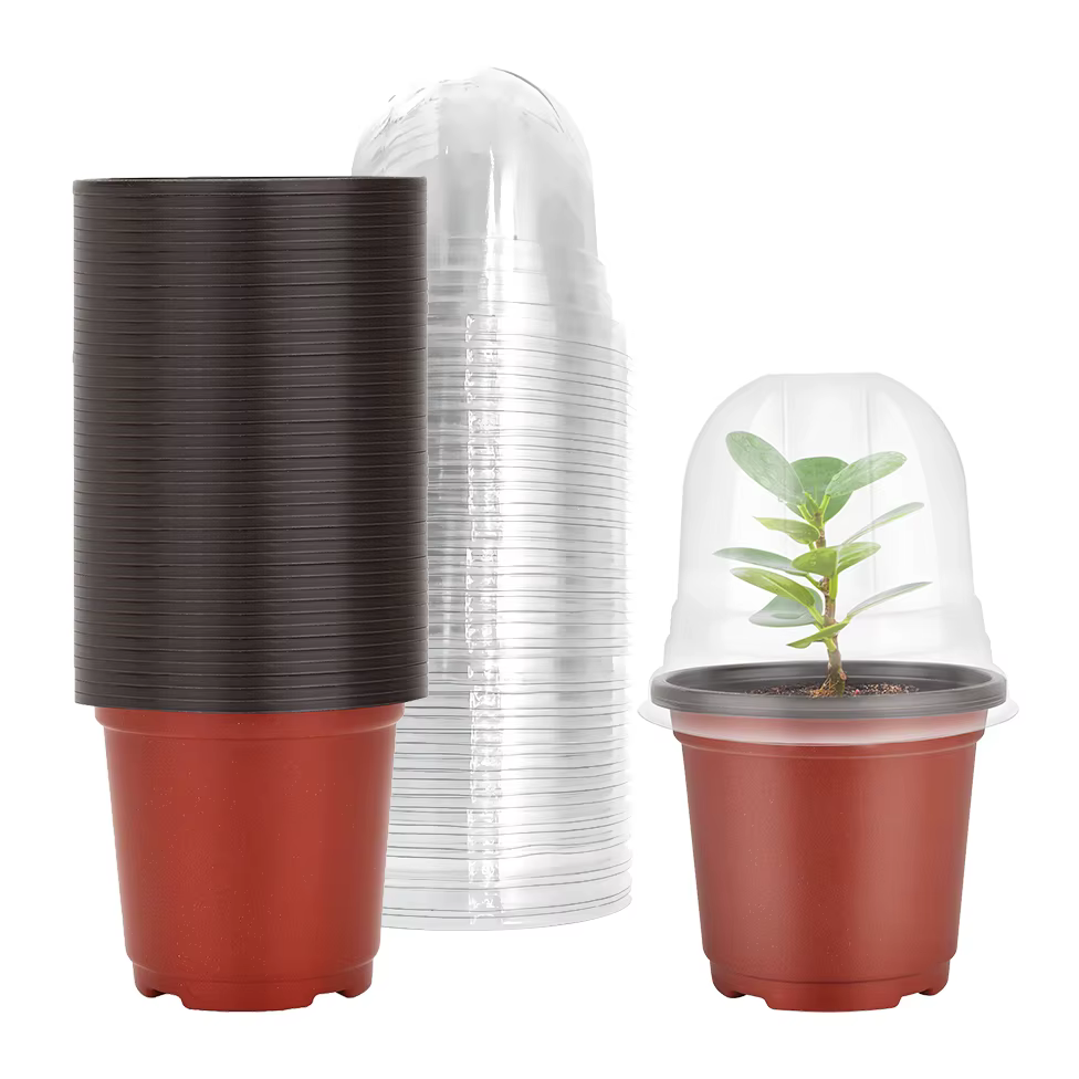 Pots de pépinière pour plantes avec dôme d'humidité, 40 ensembles de Pots de pépinière souples de 4 