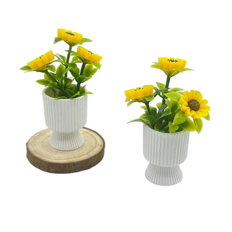 Ornement miniature de tournesol en pot, décoration de maison de poupée 1/12, modèle de jouet, access