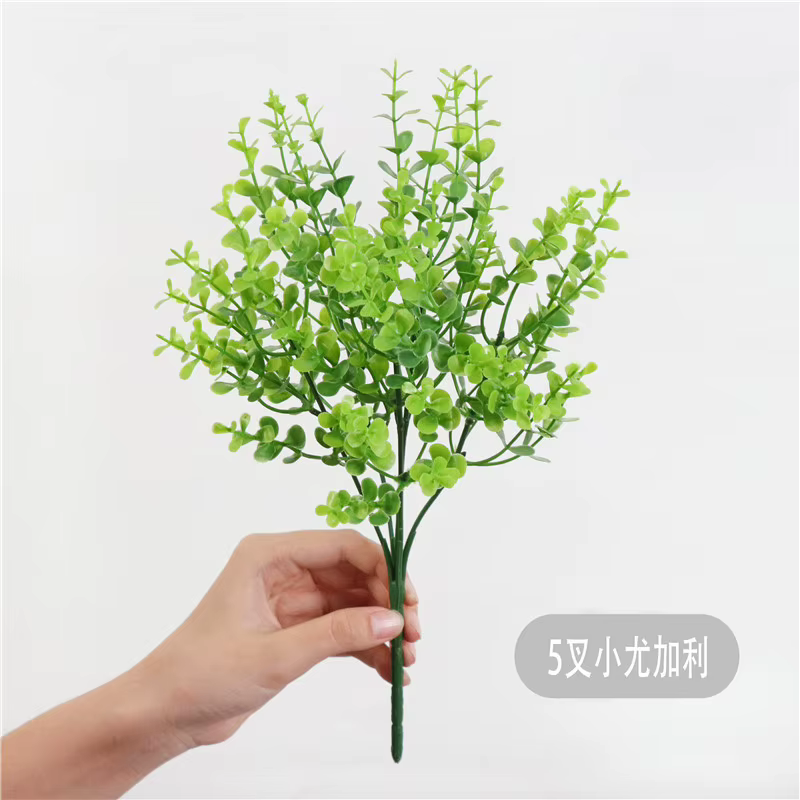 Plantes artificielles en plastique, 1 pièce, herbe d'eau, eucalyptus, vert, enge, fleur, mariage, dé