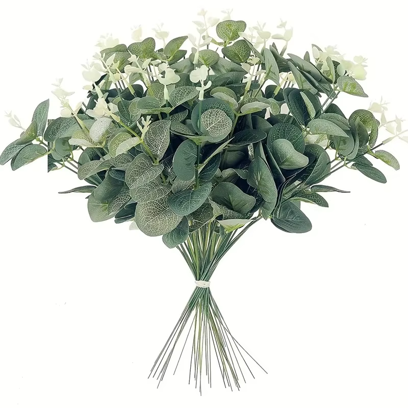 Feuilles d'eucalyptus artificielles, 5/10/20 pièces, bouquet de plantes artificielles pour décoratio
