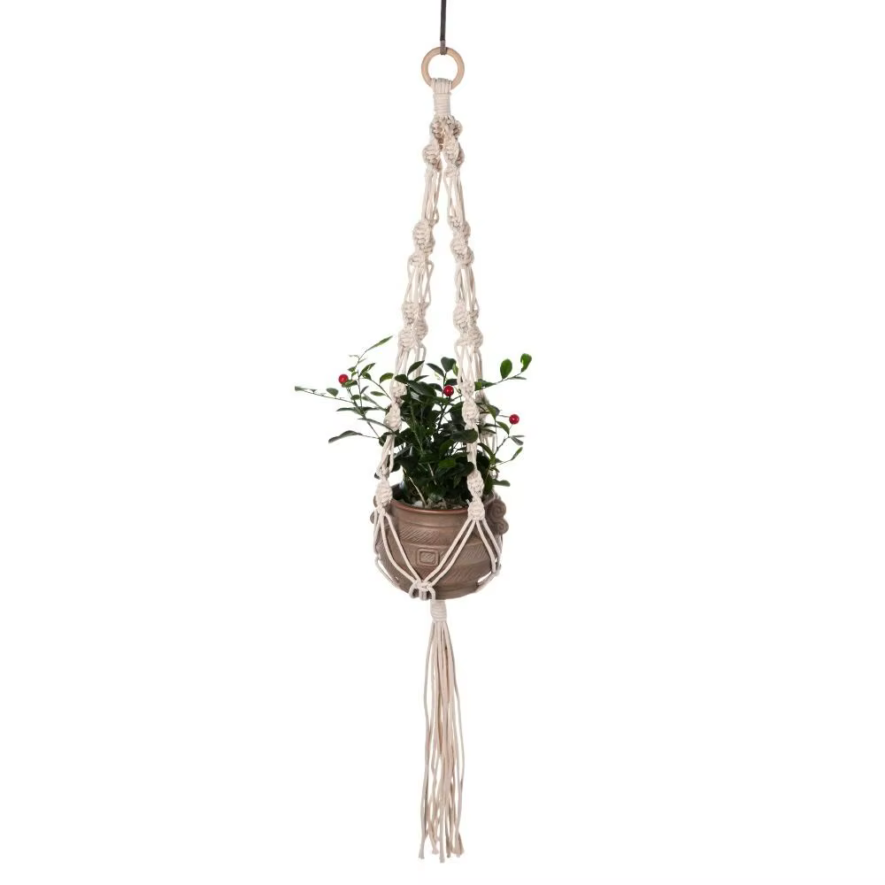 Boho coton corde cintre Pot de fleur fait à la main 4 pieds plante cintre créativité évidé conceptio