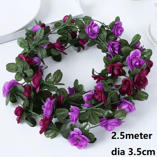 Guirlande de roses artificielles de 250 cm pour la décoration de la maison, arche de mariage, mur de