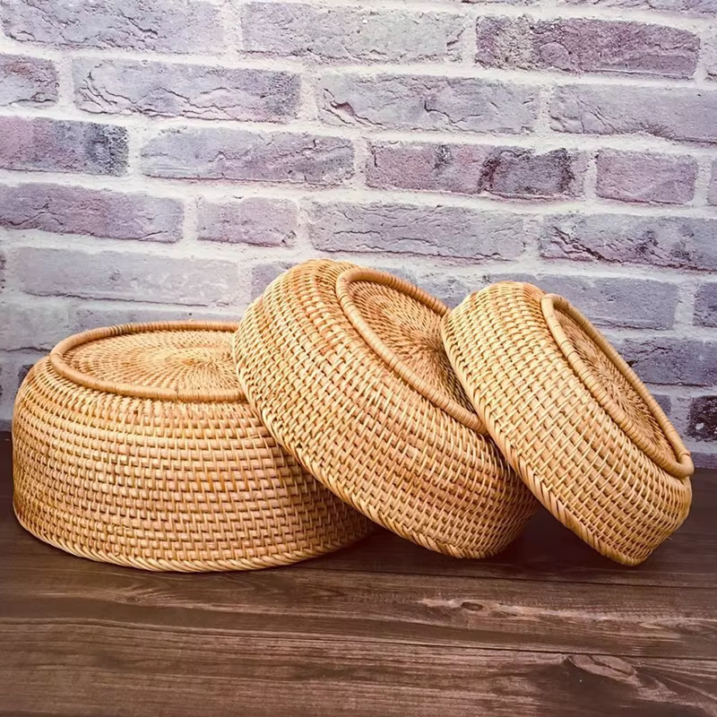 Panier en osier et rotin tissé à la main, boîte de rangement pour fruits, thé, collation, pain, cosm