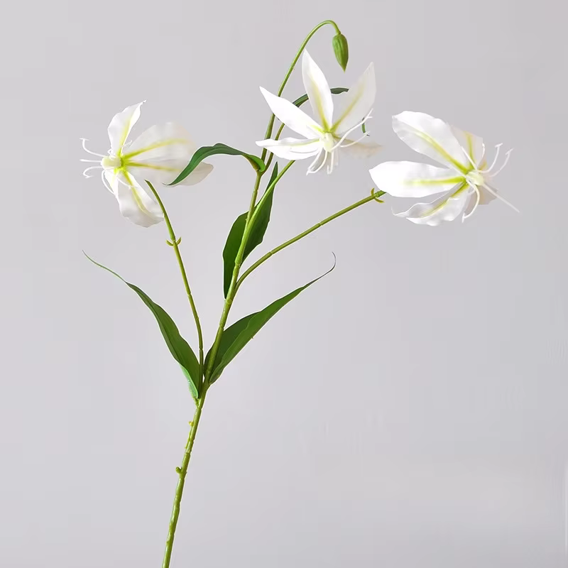 Fleur Artificielle de Lys Flamme de 77cm, Impression 3D, Bergame, InjFlower, Décoration de Maison Al
