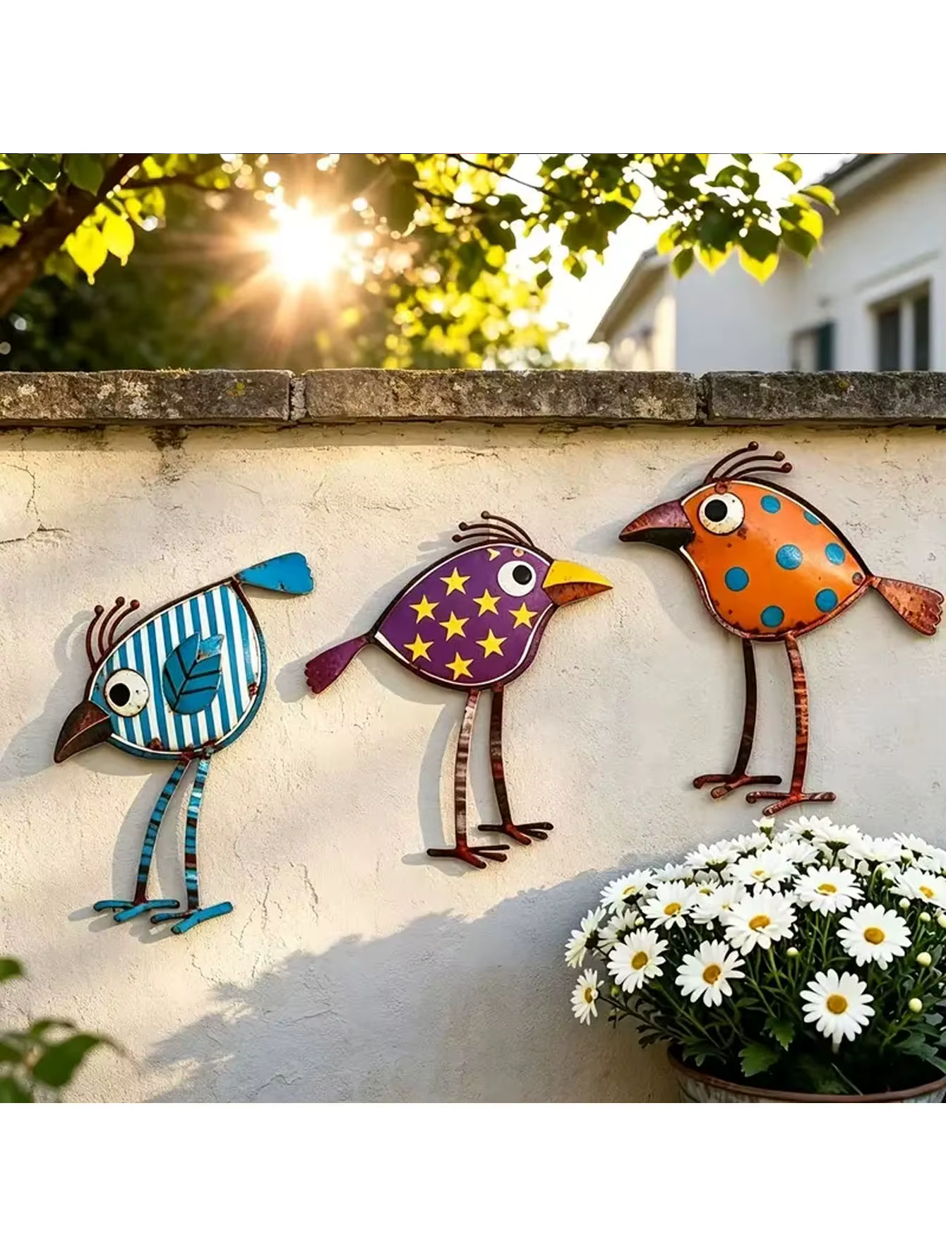 Ensemble de décoration murale Fun Bird, 3 oiseaux colorés, décoration murale et de clôture, décorati