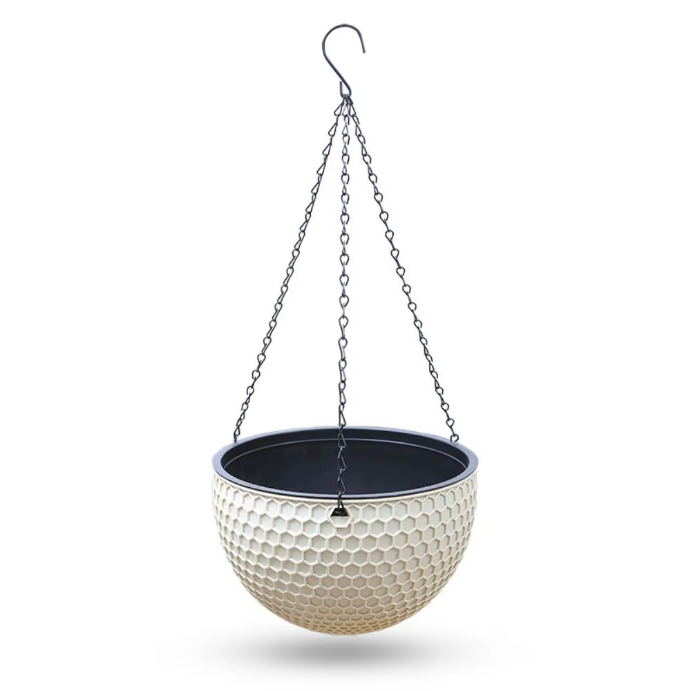 Pot de fleurs suspendu en nid d'abeille avec drain et chaîne de suspension, hydroponique, auto-arros