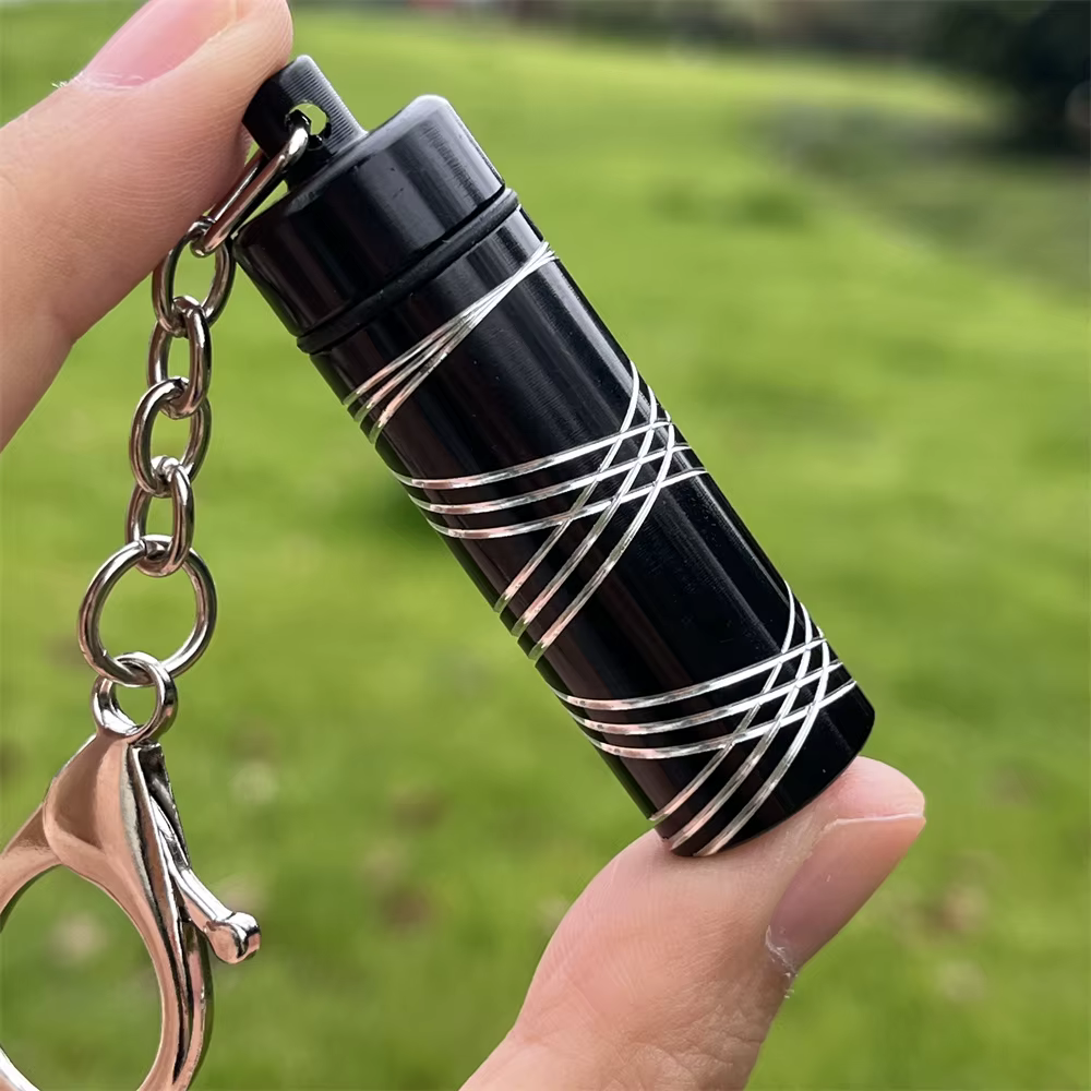 Pot en alliage d'aluminium gaufré, boîte à médicaments, boîte à herbes avec porte-clés, réservoir de