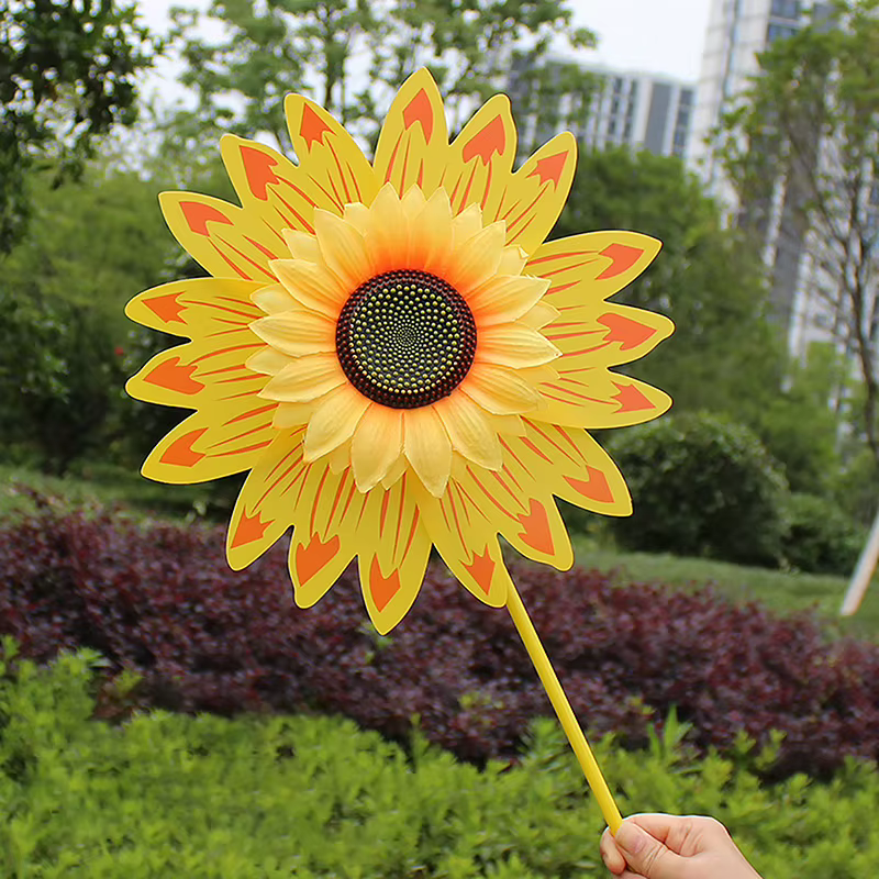 Moulin à vent tournesol coloré, Turbine éolienne pour pelouse, décoration de fête de jardin, Camping