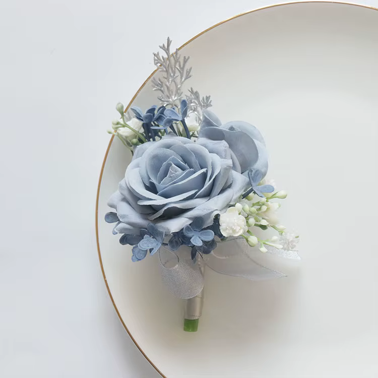 Bouquet de Fleurs Artificielles Bleu Clair, pour Célébration d'Affaires, Ouverture d'Invité, Corinte
