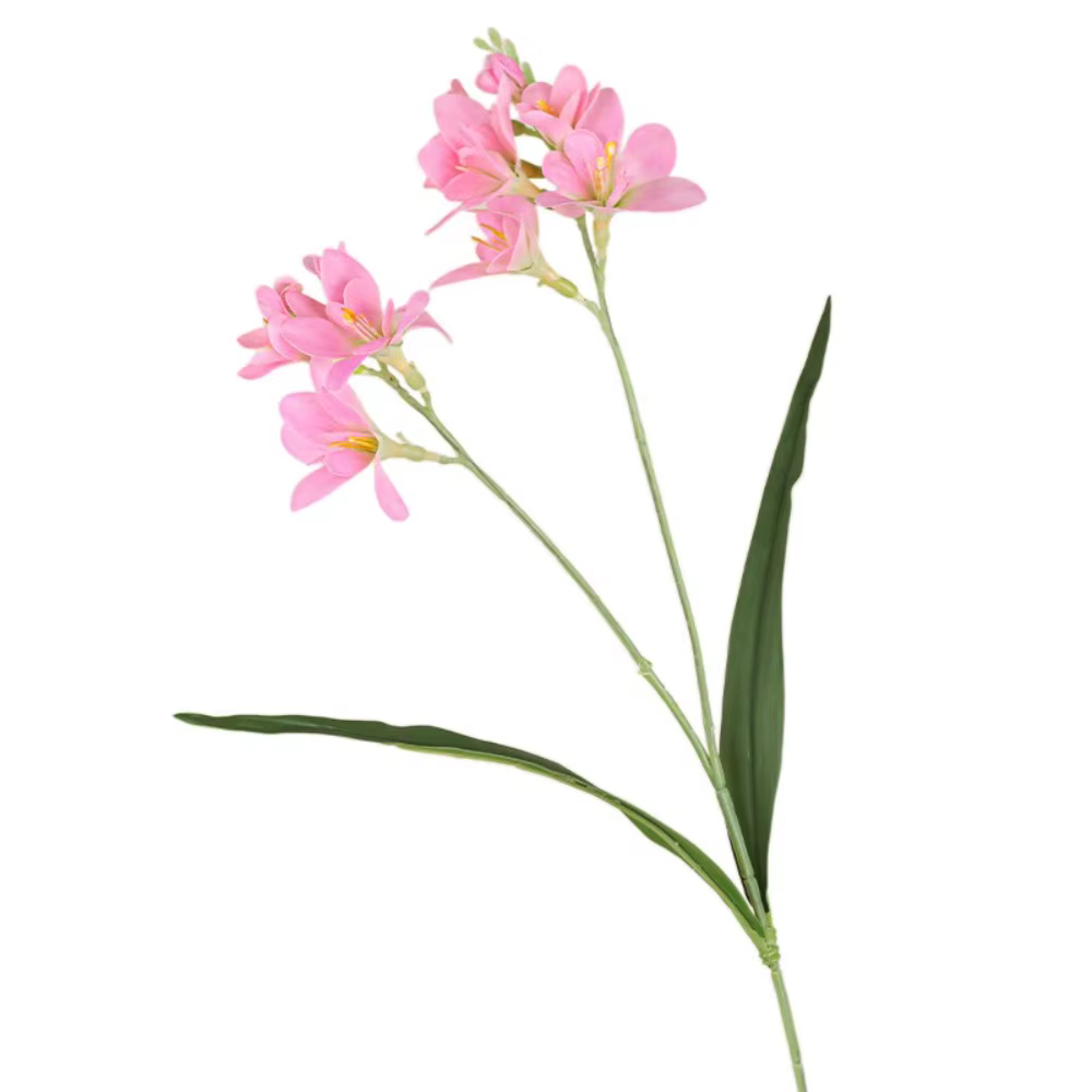 2 branches de fleurs artificielles de freesia et d'orchidée, aspect réaliste au toucher, faites à la