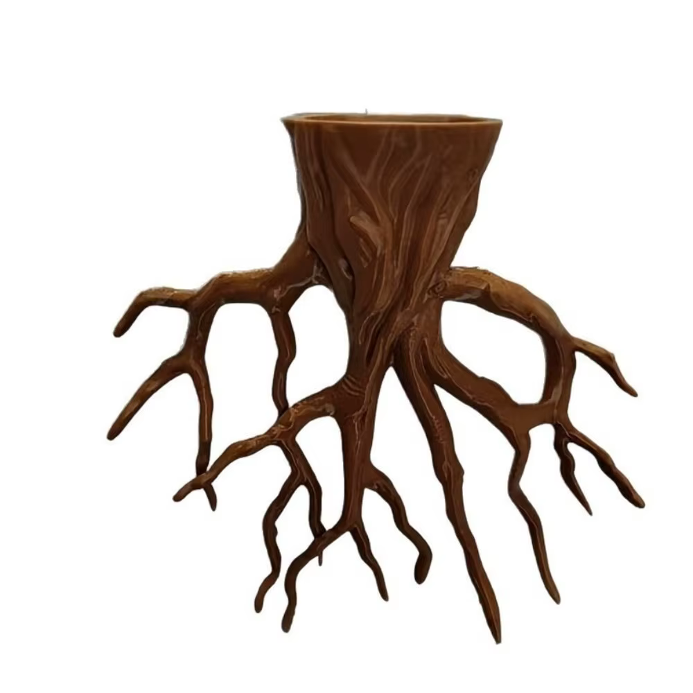 Pot de fleurs mural en forme de racine d'arbre, style rustique, impression 3D, support pour plantes 