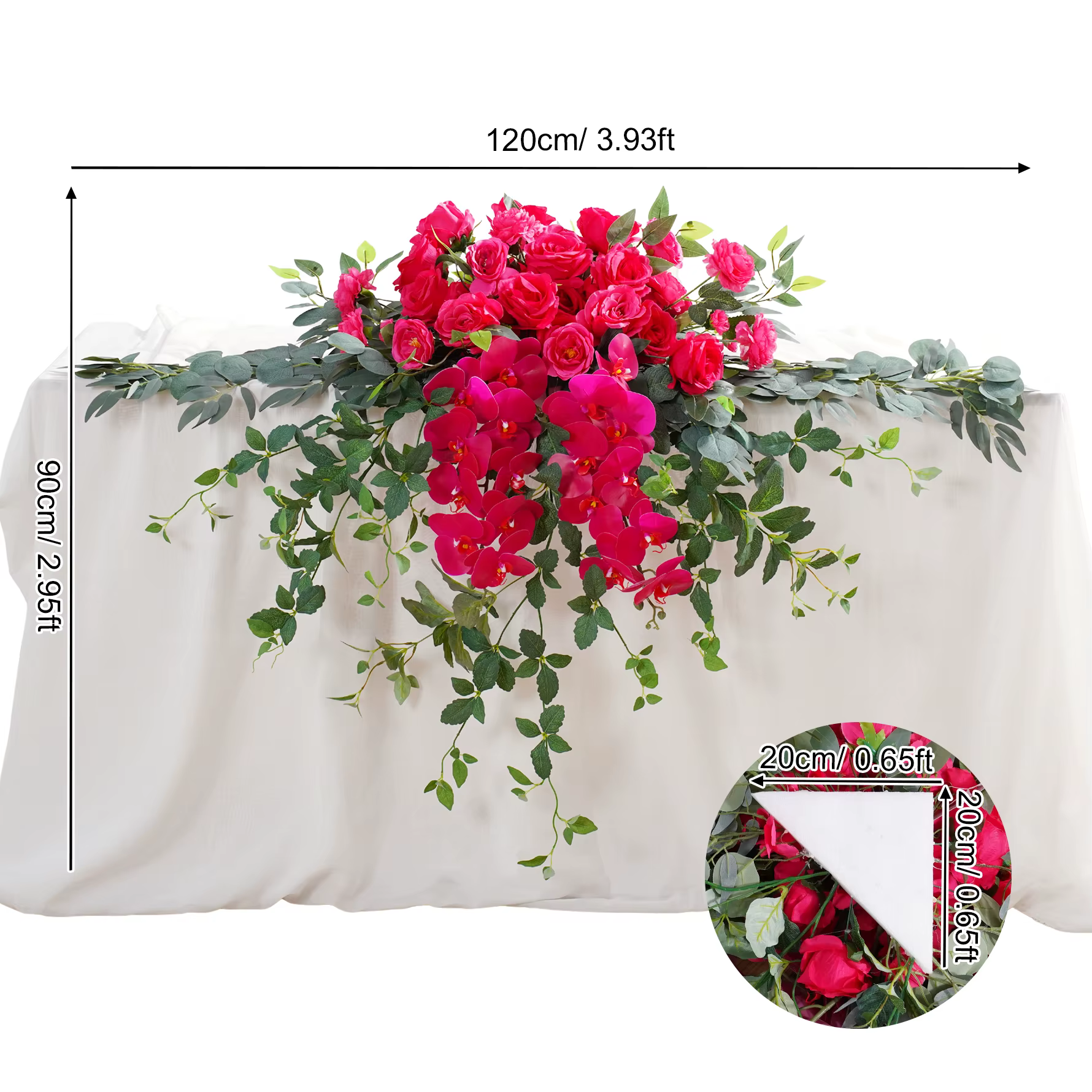CHUXIN C9035 arc décor rouge Rose orchidée feuille de chêne Arrangement floral pour table de mariage