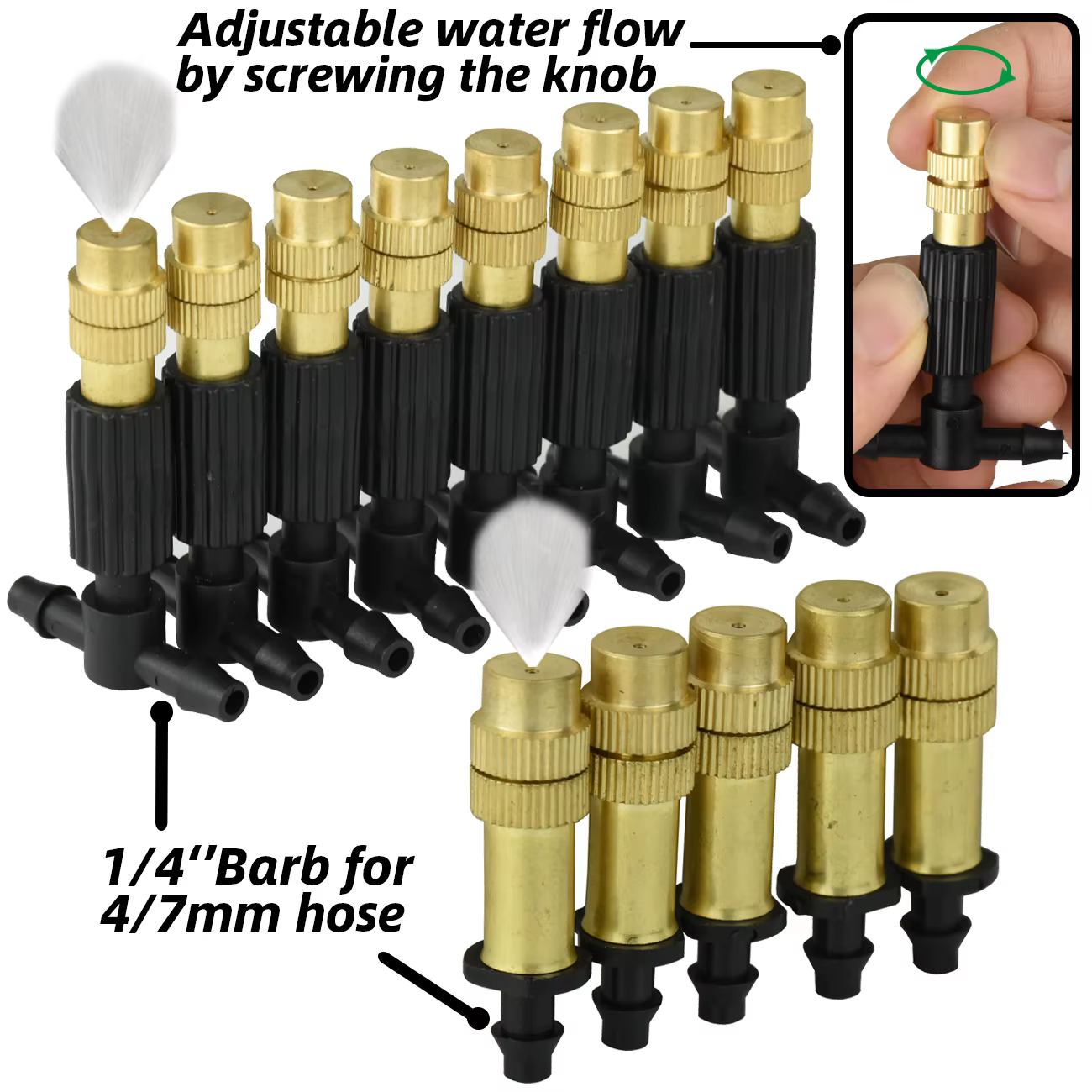KESLA 10 pièces 6 Types Micro Irrigation goutte à goutte brumisation buse en laiton jardin pulvérisa