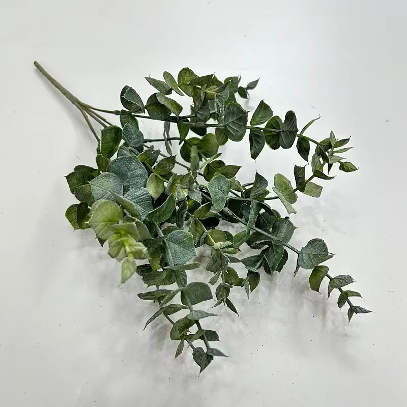 Plantes d'eucalyptus artificielles en plastique, 5 fourcommuniste, 15 feuilles, décoration de mariag