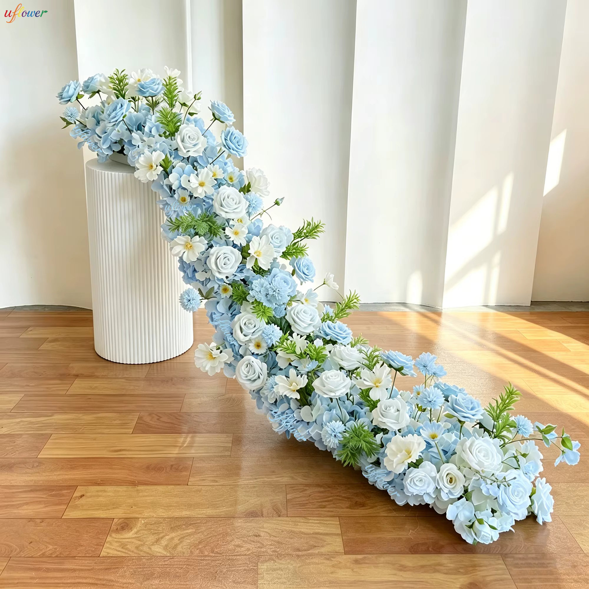 Guirlande de fleurs artificielles roses et blanches Uflower pour décoration d'arche de mariage, chem