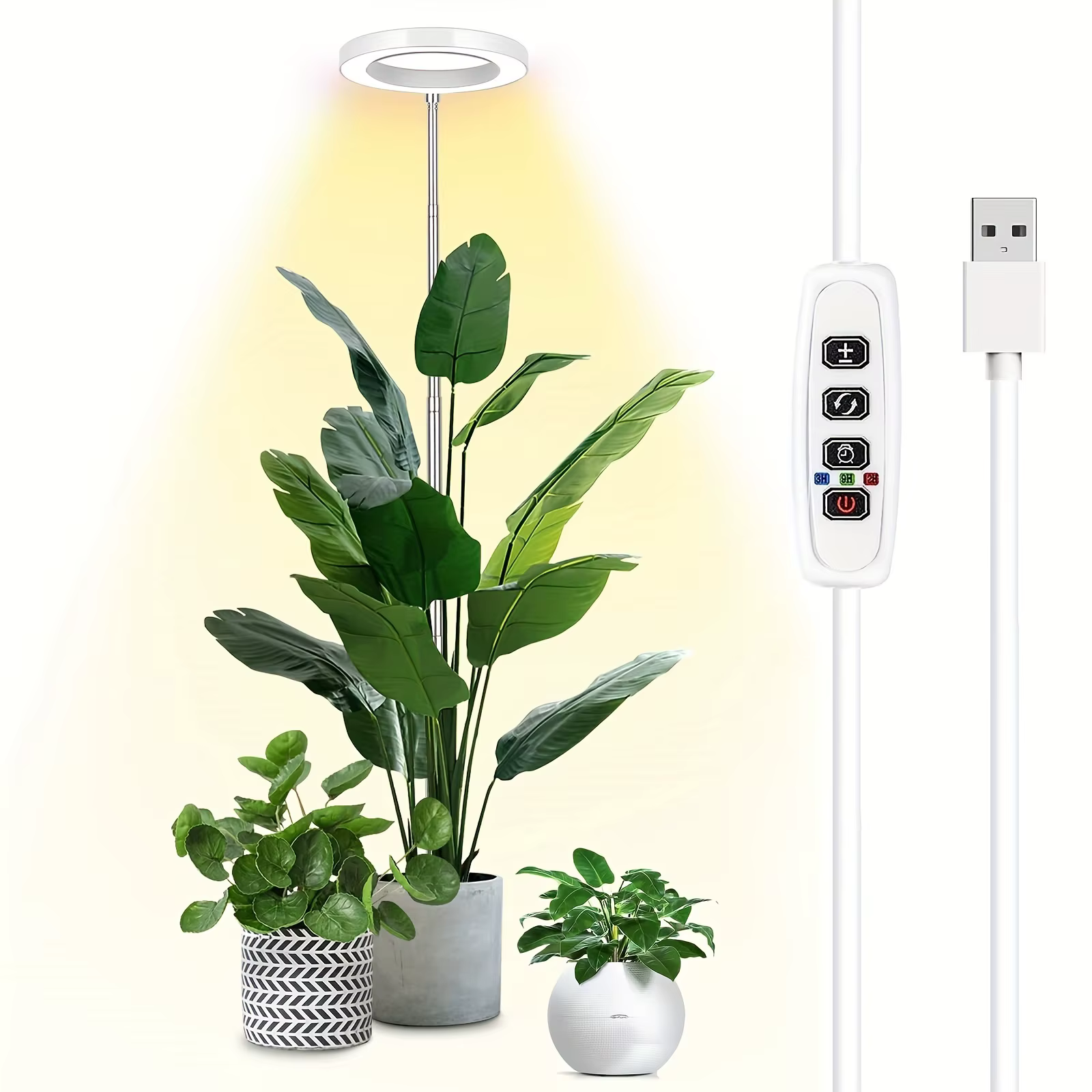 Éclairage horticole de croissance LED pour plantes d'intérieur, 165cm, avec USB, réglable