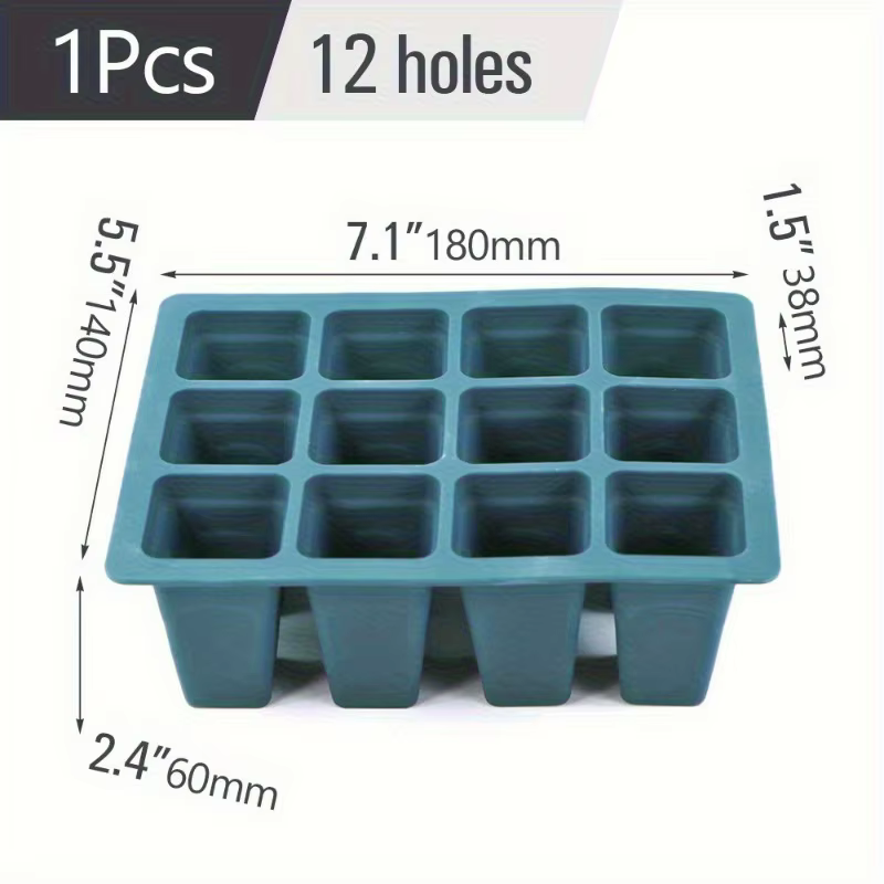 Plateau de Germination de graines carré en Silicone à 9 carreaux, avec trous de Drainage, récipient 