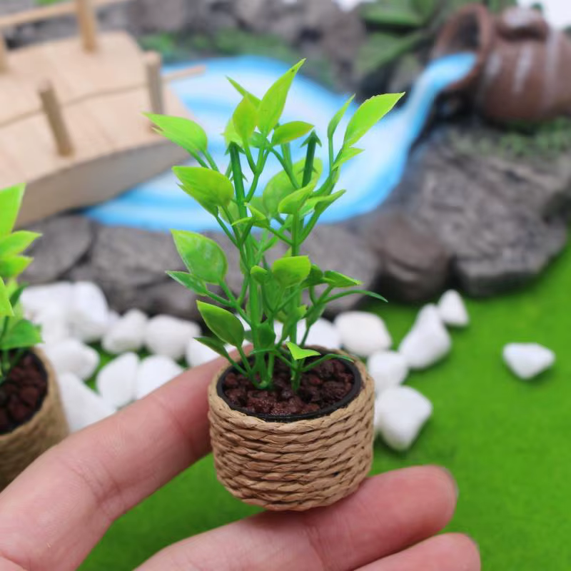 Mini arbre à oranges en pot, modèle de plante miniature, 1 pièce, adapté à une maison de poupée 1:12