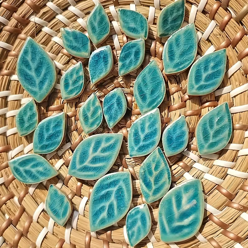 Carreaux de mosaïque en céramique à feuilles vertes semblables à une plante, 100g, idéaux pour l'art