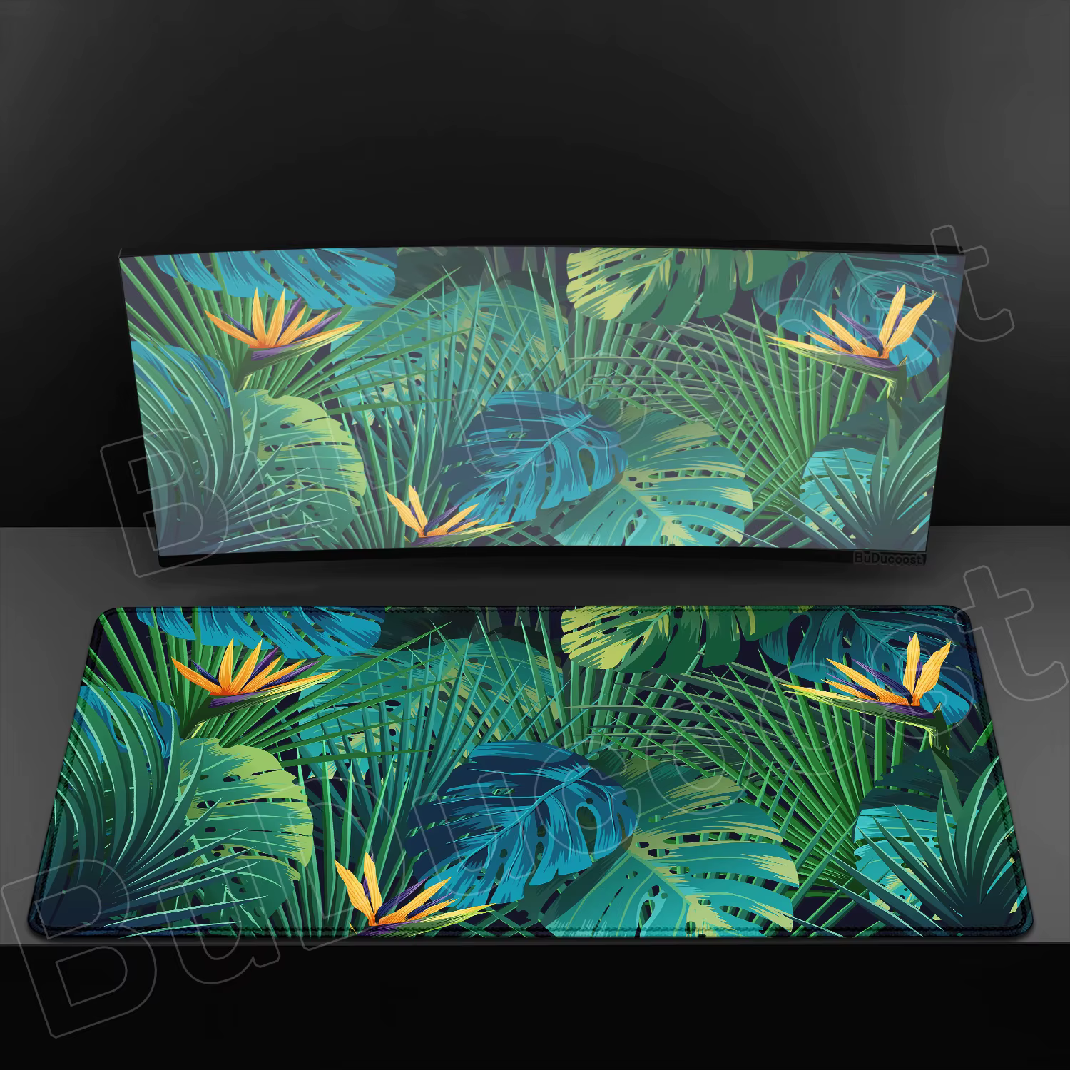 Tapis de souris plante florale verte botanique, grand tapis de bureau HD, accessoires de jeu antidér