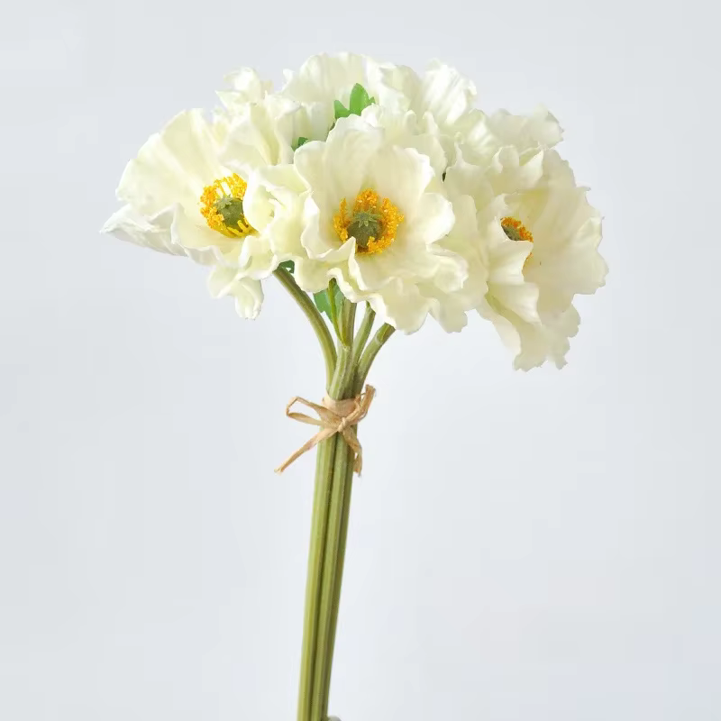 Fleurs artificielles de pavot en PU, bouquets de fleurs de pavot attachées à la main, accessoires de