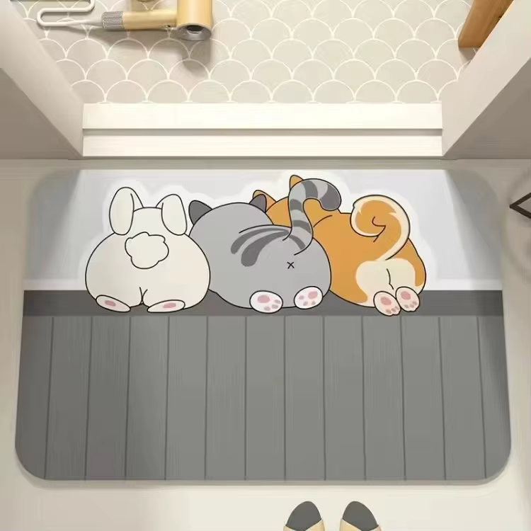 Tapis de sol en boue de diatomée douce pour salle de bain, tapis de pied absorbant pour salle de bai