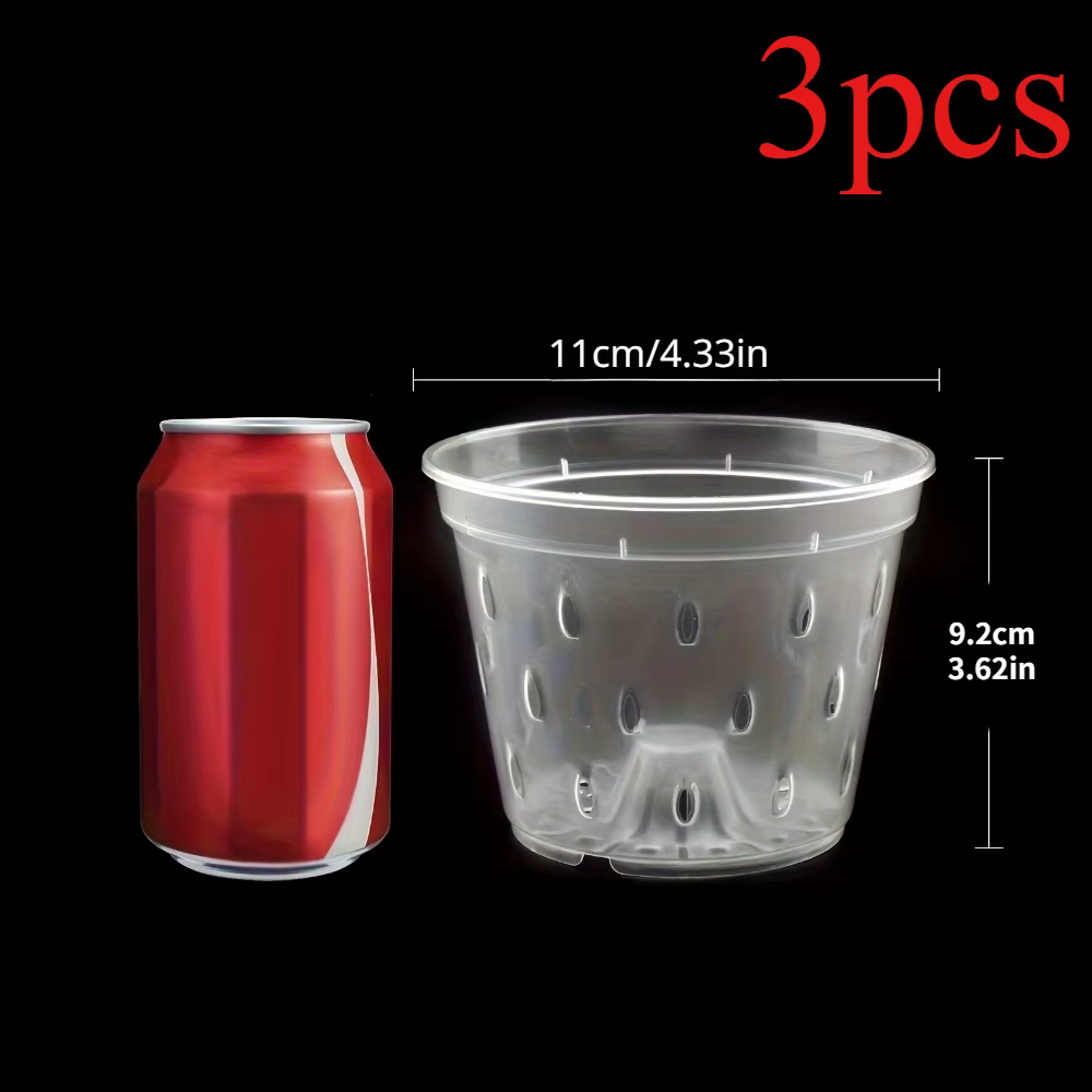 Lot de 3 pots en plastique pour orchidées, pots à orchidées avec trous pour repotage, pour une circu