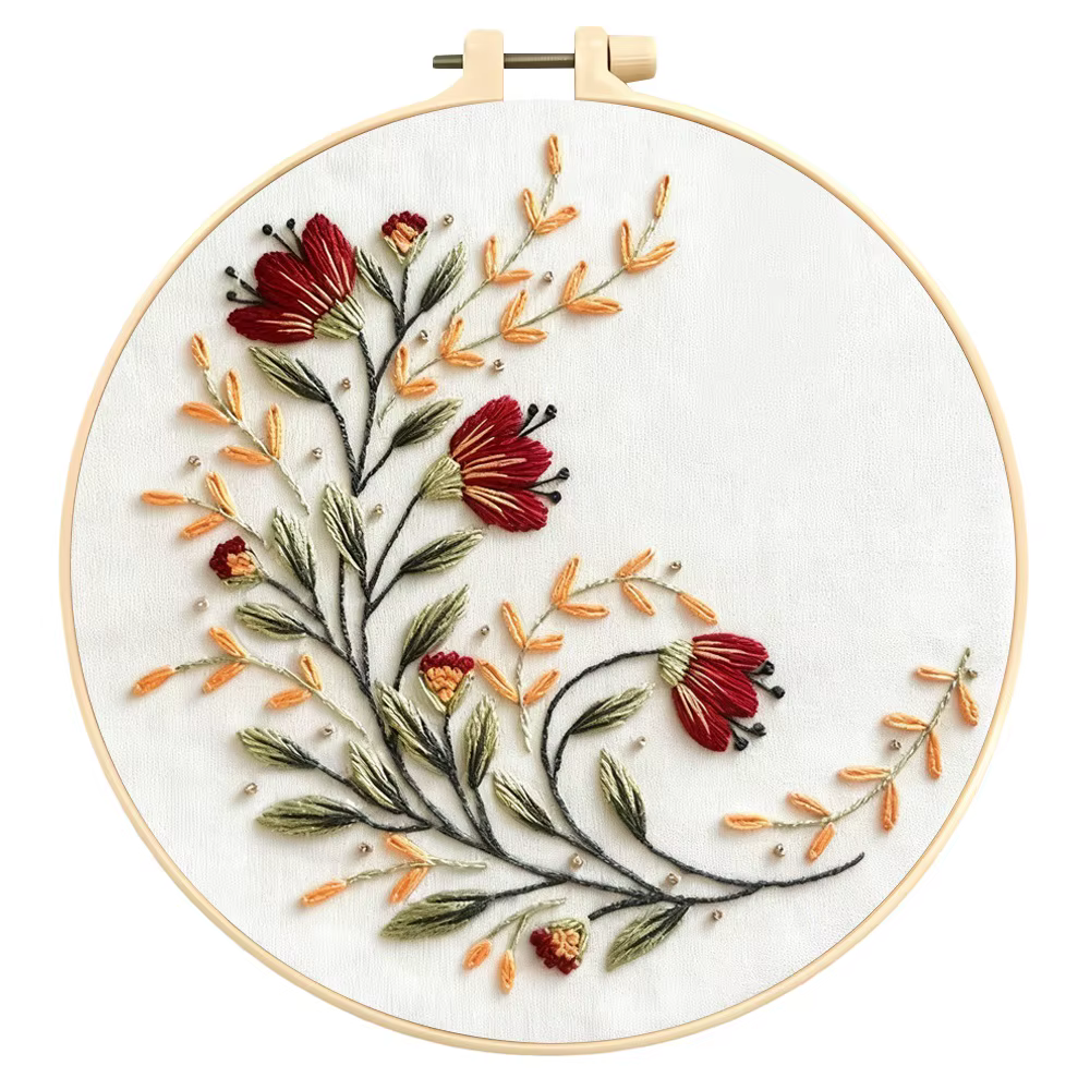 Kits de points de croix en toile imprimée, fournitures de broderie de fleurs, Kit de démarrage à mot