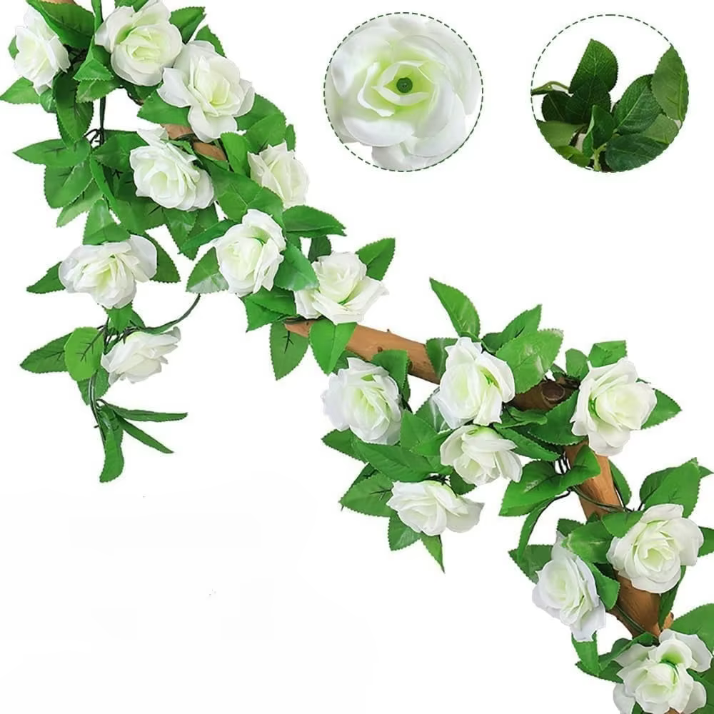 Guirlande de roses artificielles à 9 fleurs, fausses fleurs suspendues, idéale pour les décorations 