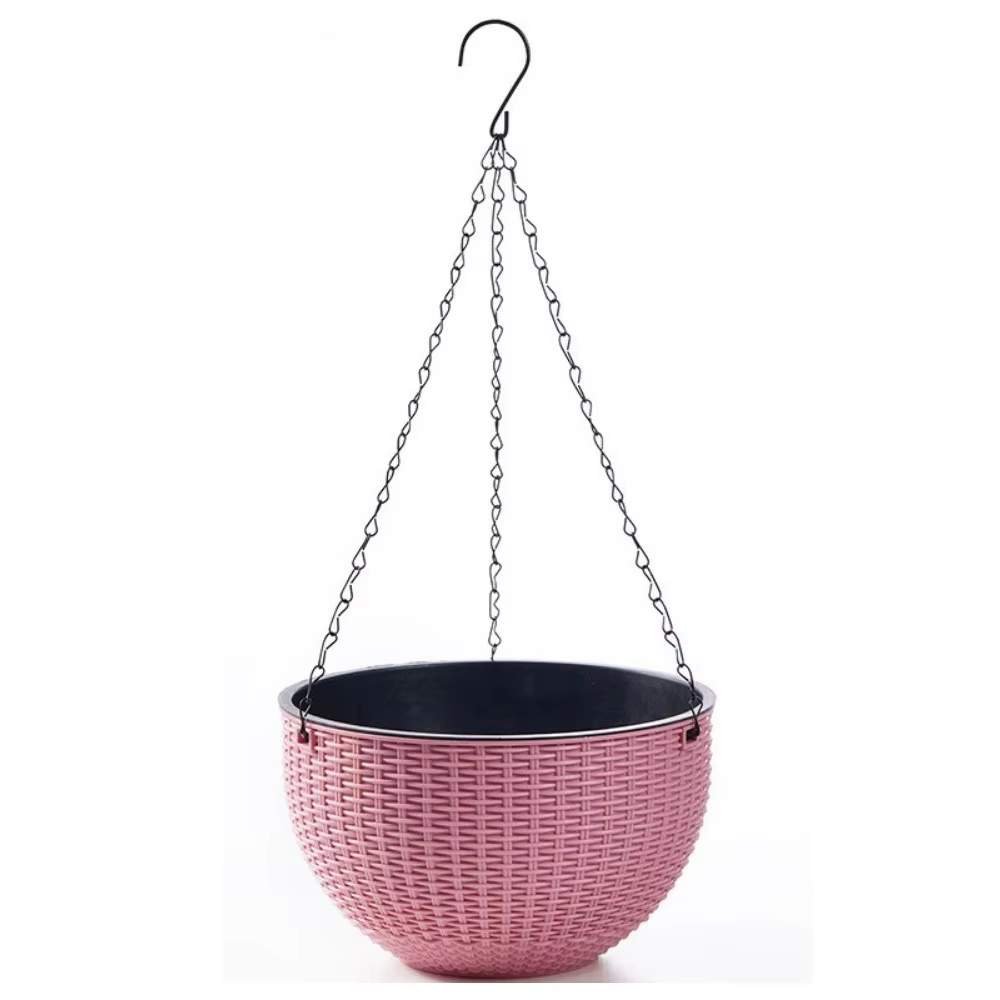 Pot suspendu en plastique imitation rotin, style européen, empilable, auto-absorbant avec chaîne