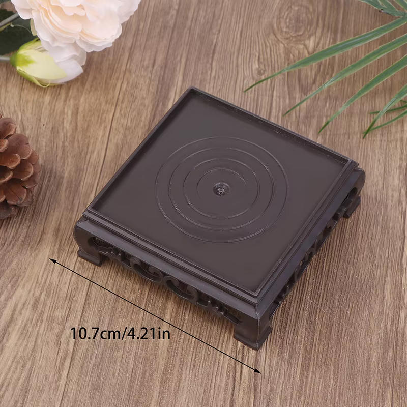 Porte-pot de fleurs rond et carré, marron foncé, aspect bois carapté, base en plastique, théière mul
