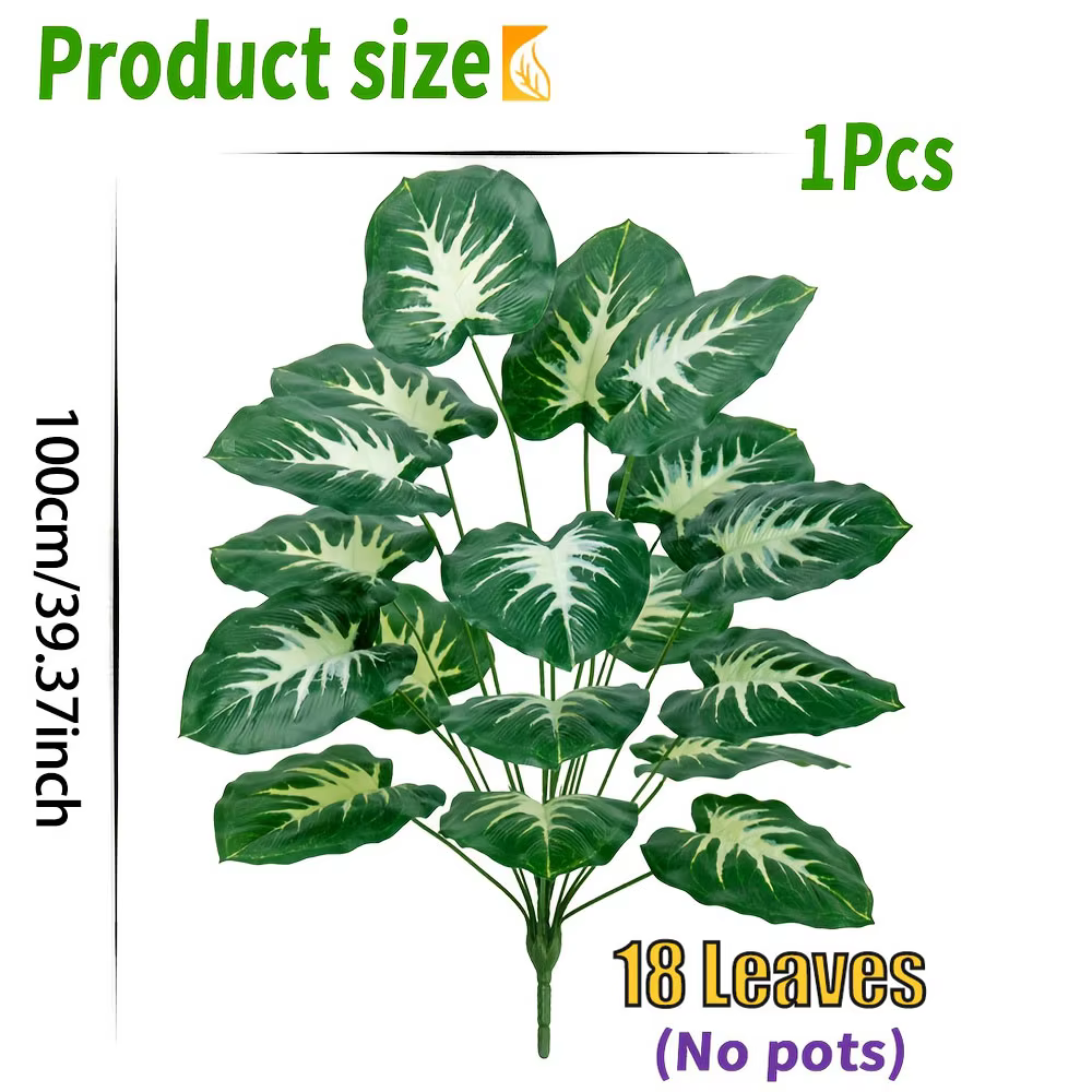 Une plante d'extérieur artificielle avec 18 grandes feuilles, adaptée à la décoration de la maison,