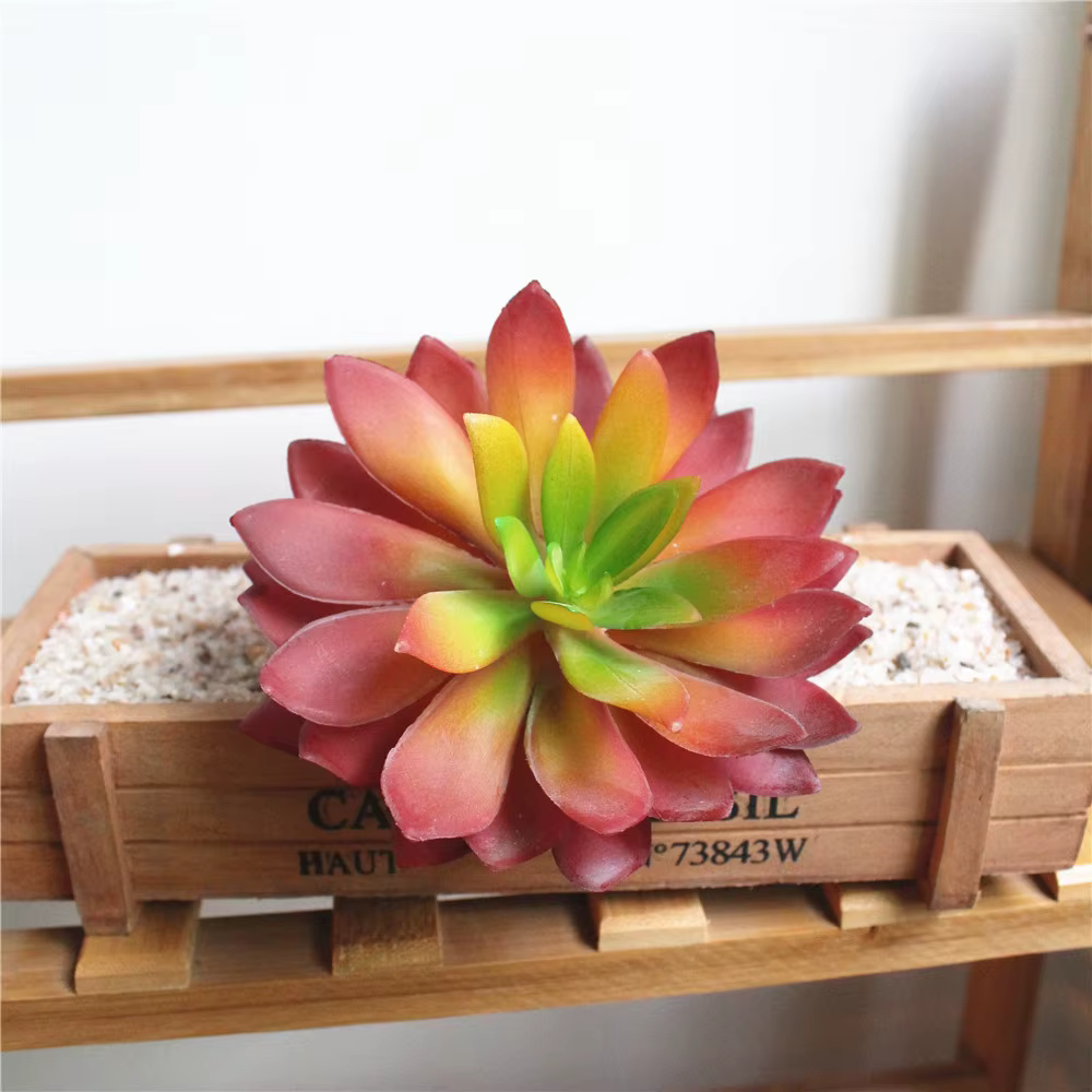 Tête de fleur de Lotus vert rouge, plantes succulentes artificielles, accessoires d'arrangement Flor