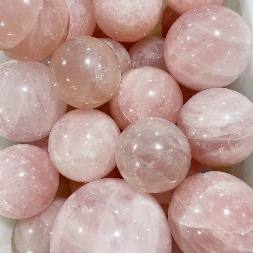 Boule de cristal de Quartz Rose naturel, sphère de Massage polie, décor de salle de guérison Reiki,