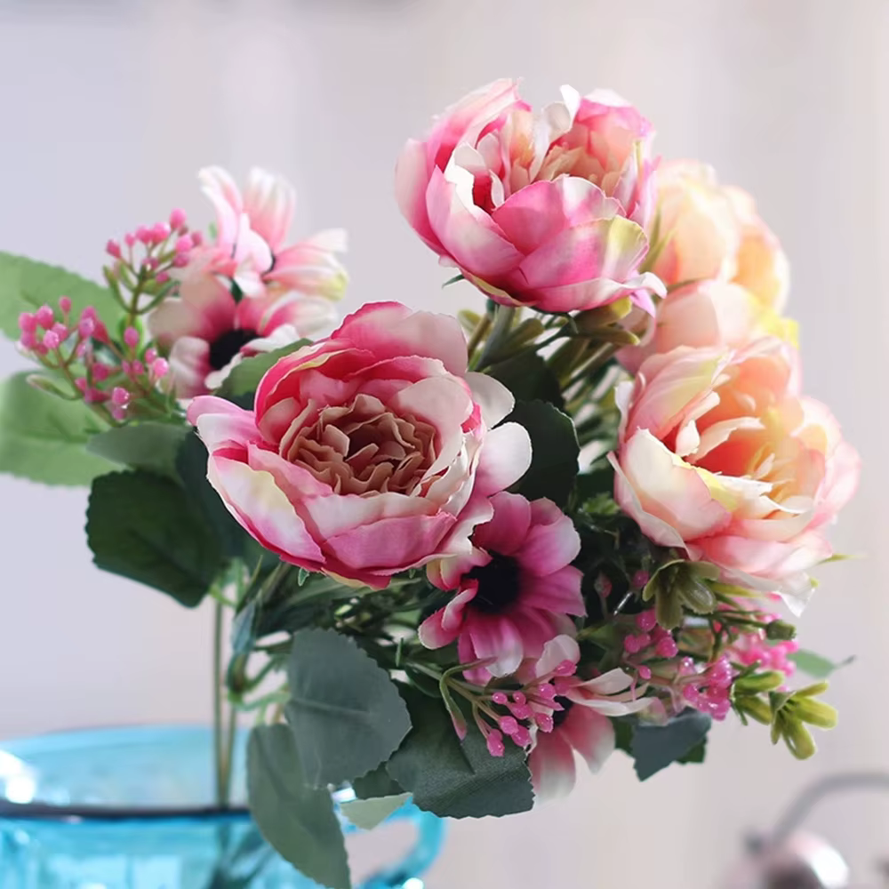 Bouquet de fleurs de pivoine artificielles en soie, accessoires de couronnes de bébé, fausses fleurs