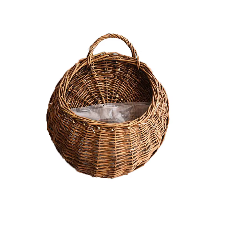 Panier à fleurs en rotin tressé à la main, à suspendre au mur, pour jardin, pot de plantes, décorati