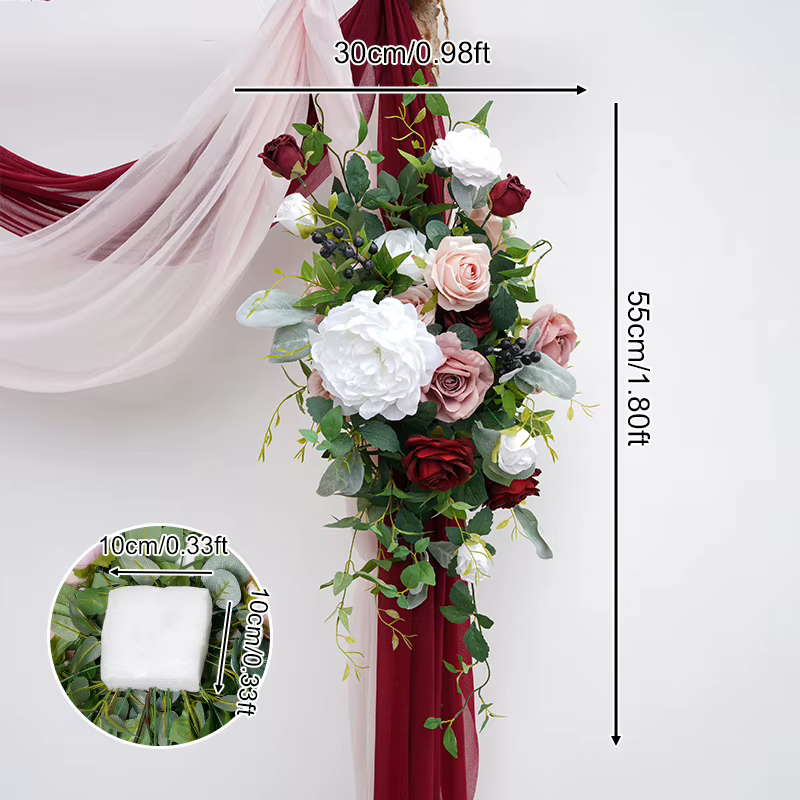 Pâte de haricots Rose pivoine verdure accrocher fleur rangée en plein air mariage Banquet toile de f