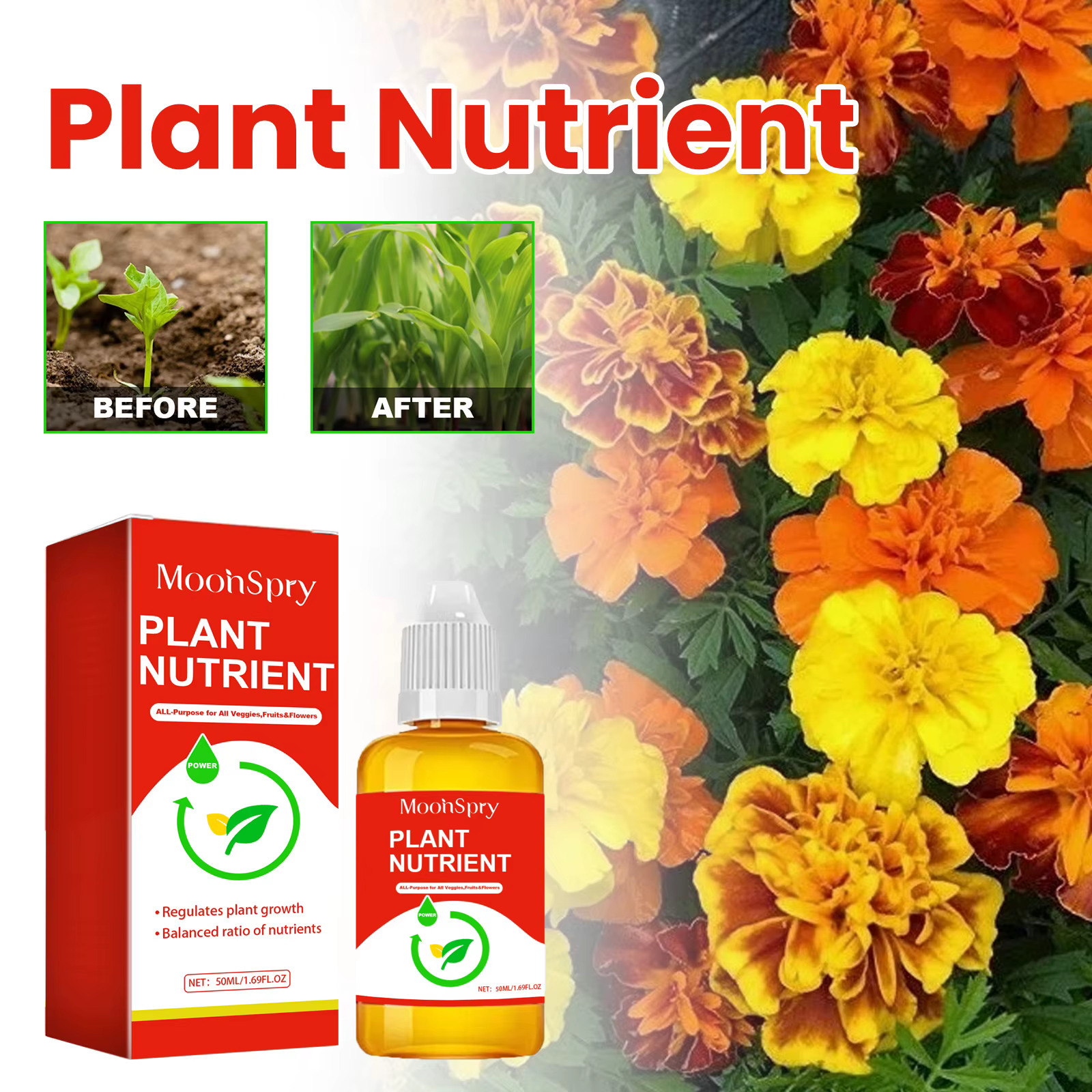 MOONSPRY Nutriments pour plantes Agent d'enracinement des plantes Nutriments de croissance multi-usa