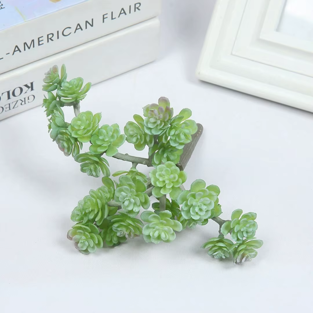 Succulentes artificielles à double face floquée, mini plantes de Sédum vertes artificielles non en p