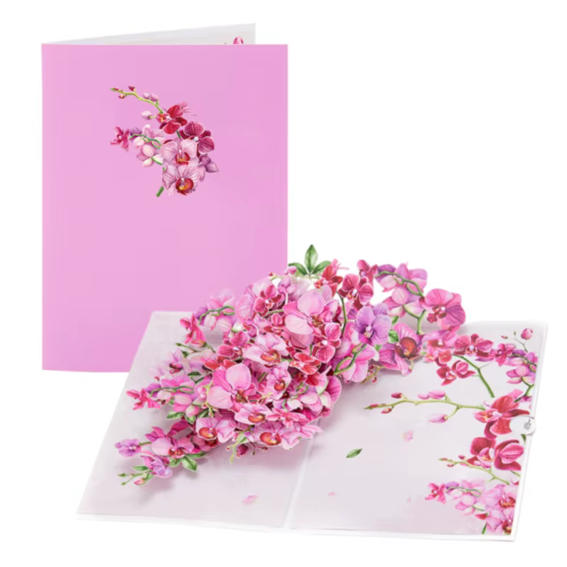 Cymbidium orchidées carte de voeux pop-up avec enveloppe fleurs carte postale cartes d'anniversaire