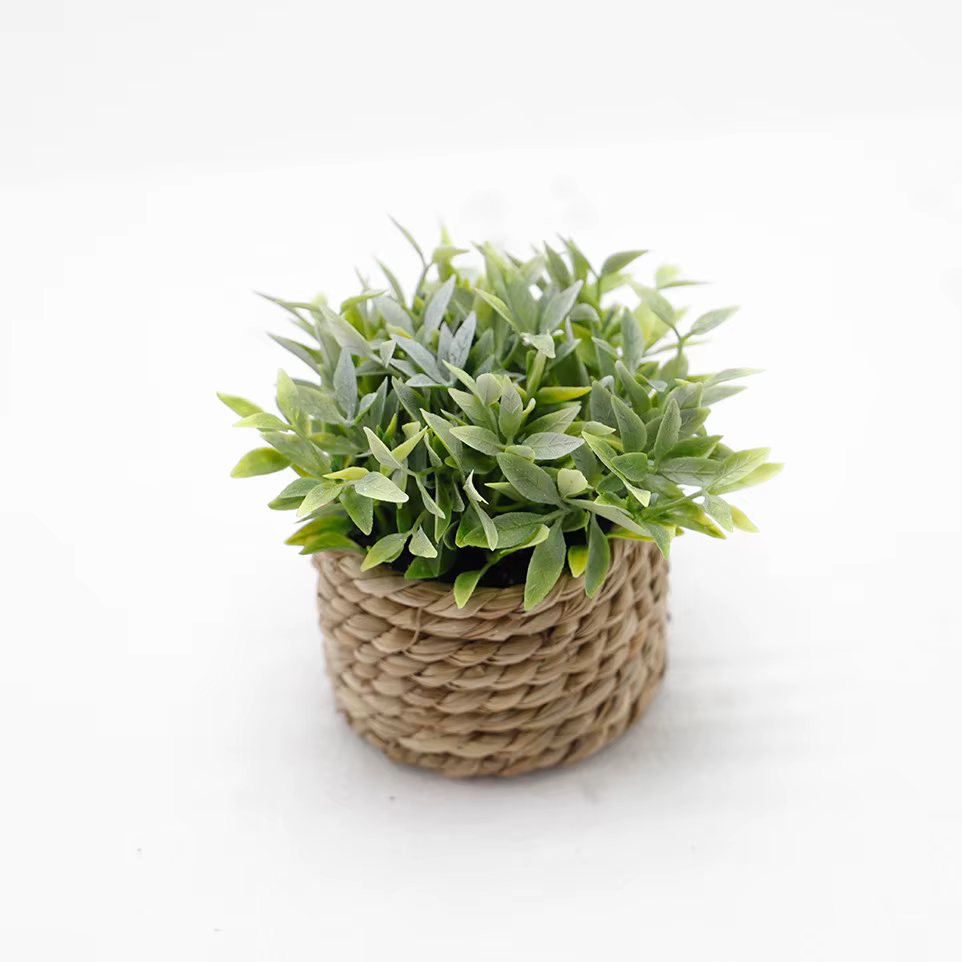 Plante artificielle verte en pot, herbe d'eucalyptus 11cm, simulation de plantes en pot, feuilles en