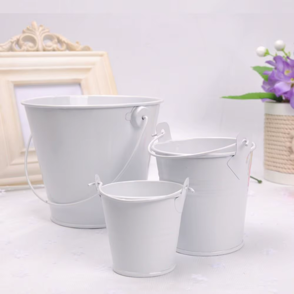 Pot de fleur en fer blanc, art pastChev, baril de fleurs, mini-indicateur, crochet, eau en fer blanc