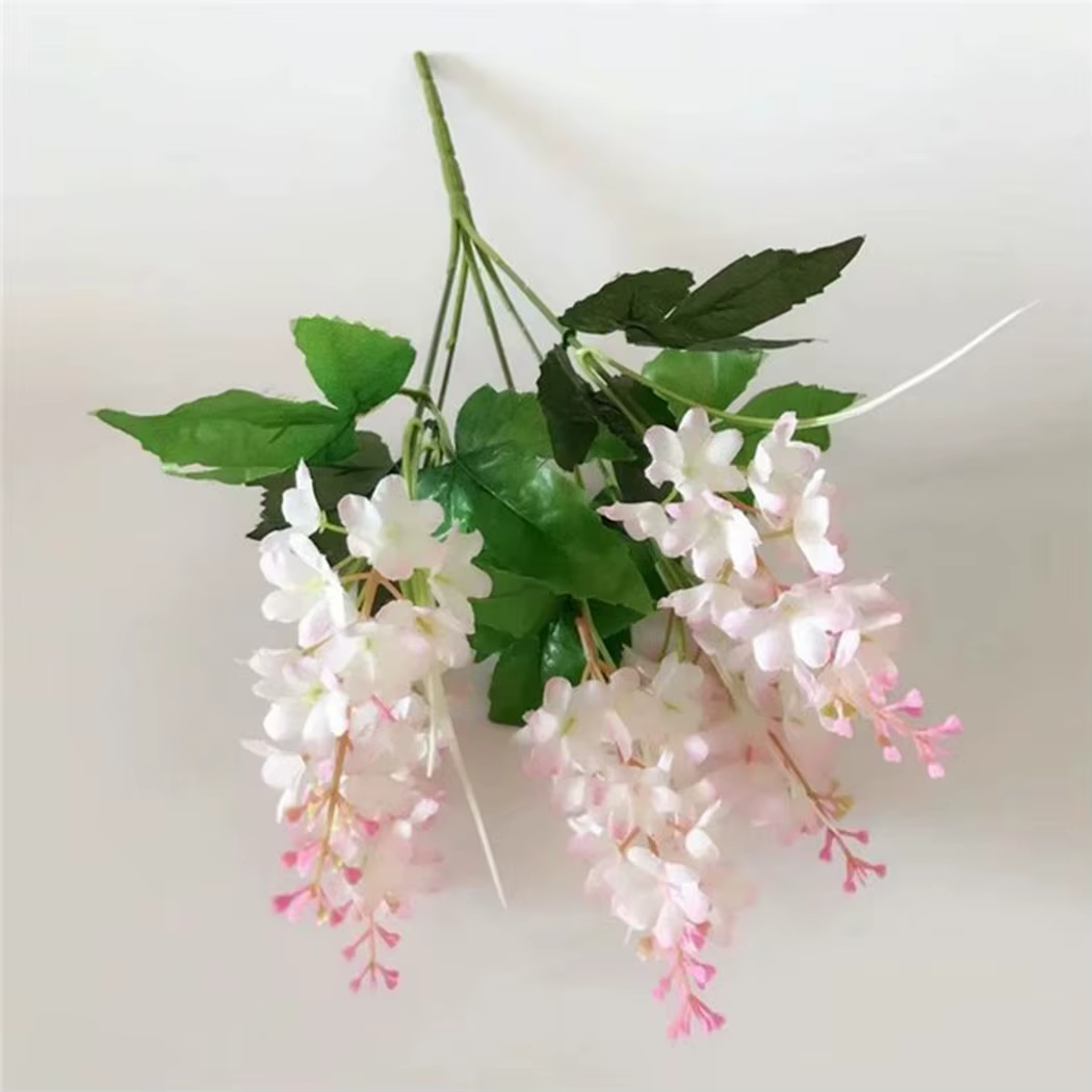 Bouquet de fleurs artificielles, 5 têtes, jacinthe, 33cm, violet, blanc, rose, jaune, plastique, pou