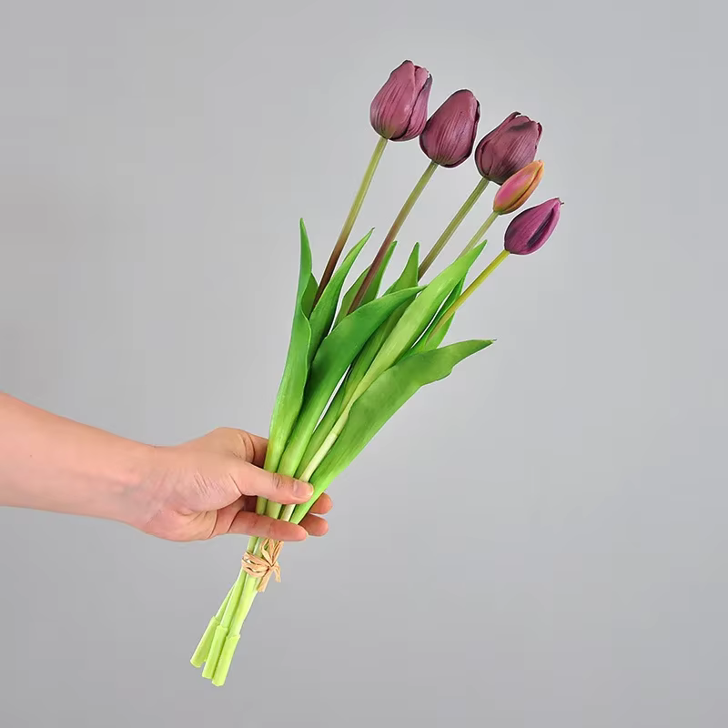 Bouquet de tulipes artificielles en silicone, 46cm, fleurs décoratives pour la maison, pour un maria