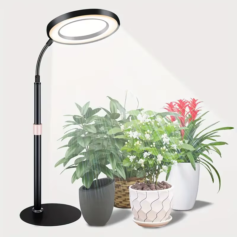 Lampe de culture pour plantes d'intérieur, spectre complet, lampe de bureau avec socle, minuterie au