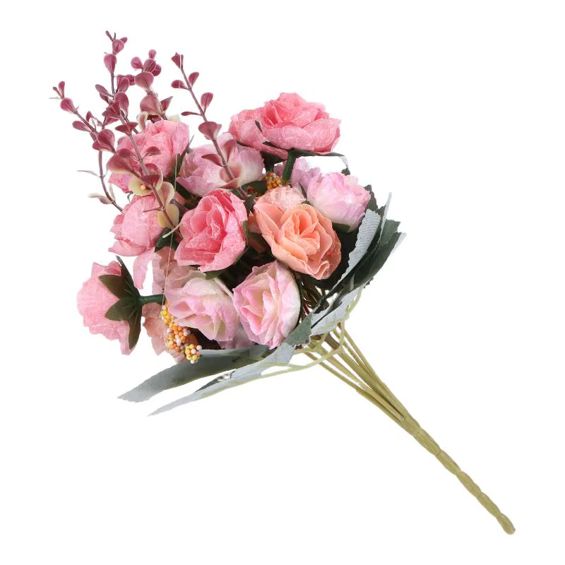 Bouquet de 21 roses artificielles, fausses fleurs décoratives pour jardin extérieur, accessoires de 